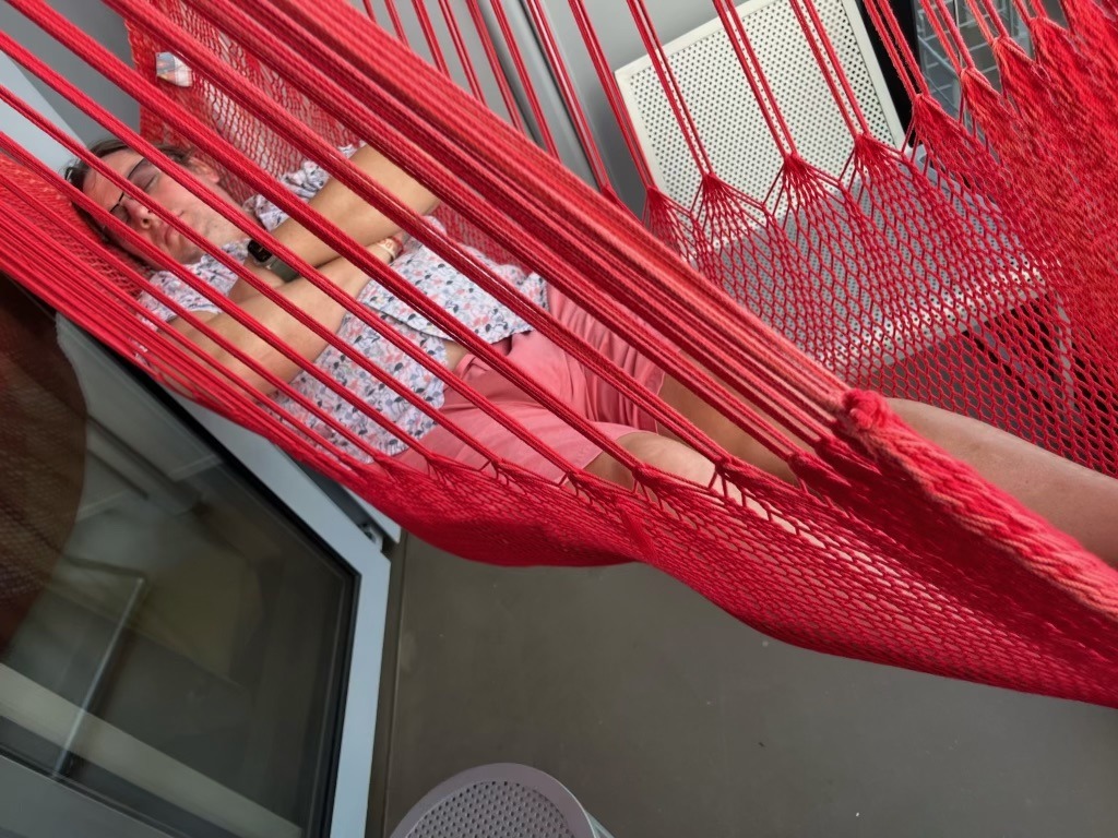 Dustin napping on a hammock