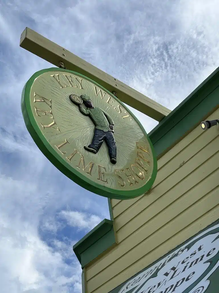 Lime green sign that says Key West Key Lime Shoppe