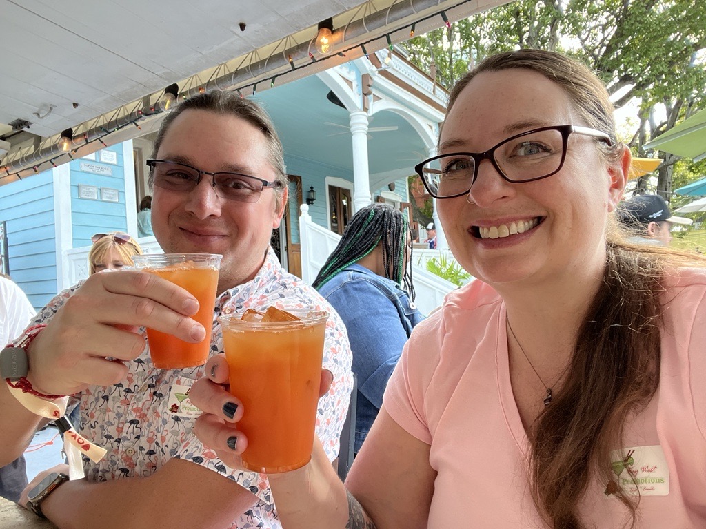 Dustin and Kelly starting the pub crawl with some Hurricanes