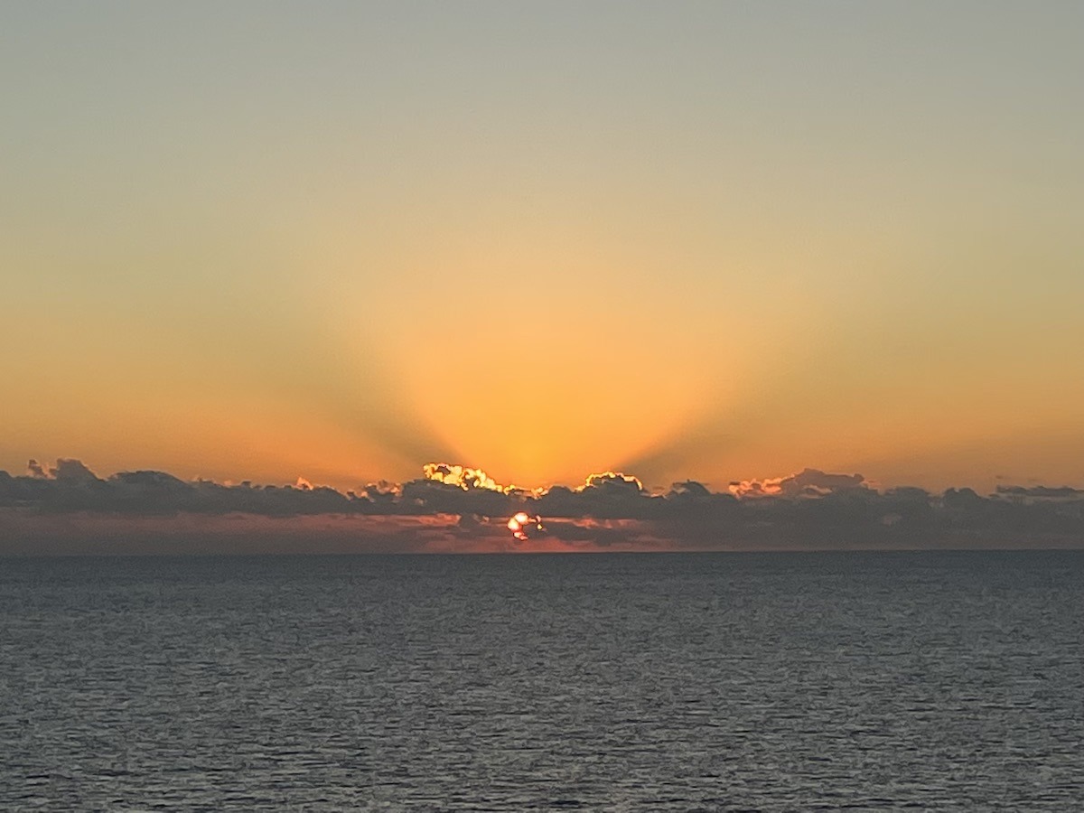 Sunset over a calm Caribbean Sea